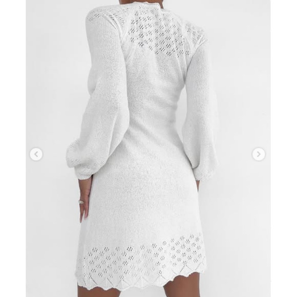 Rumored Pointelle Knit Sweater Mini Dress White Size Small - Picture 2 of 11